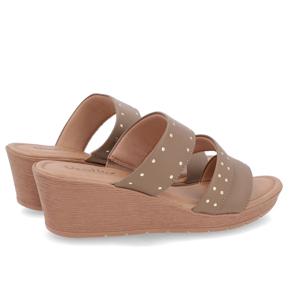 Tamanco Rebite Couro Marrom Anabela Marrom 3