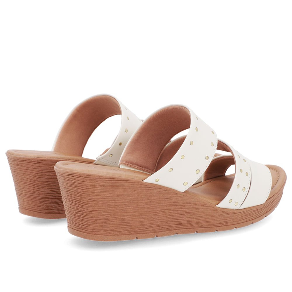 Tamanco Rebite Couro Branco Marfim Anabela Branco 3