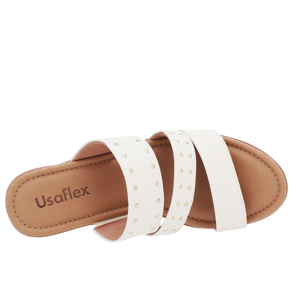 Tamanco Rebite Couro Branco Marfim Anabela Branco 4