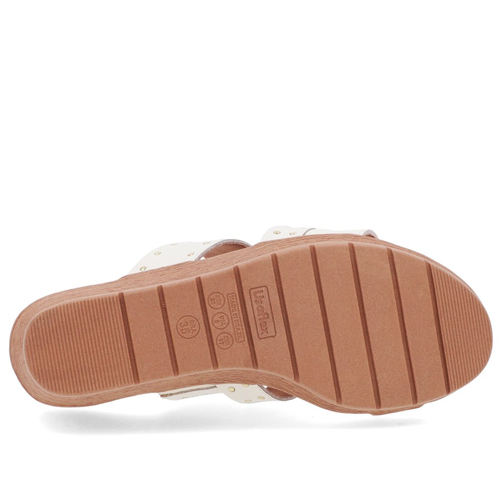 Tamanco Rebite Couro Branco Marfim Anabela Branco 5