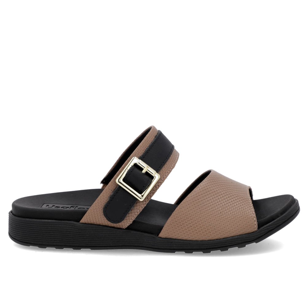 Slide Marrom Preto Couro Plataforma Fivela Marrom 4