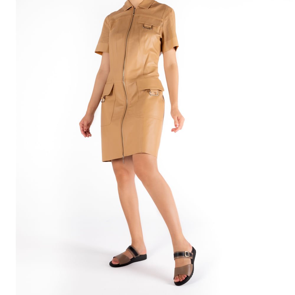 Slide Marrom Preto Couro Plataforma Fivela Marrom 2