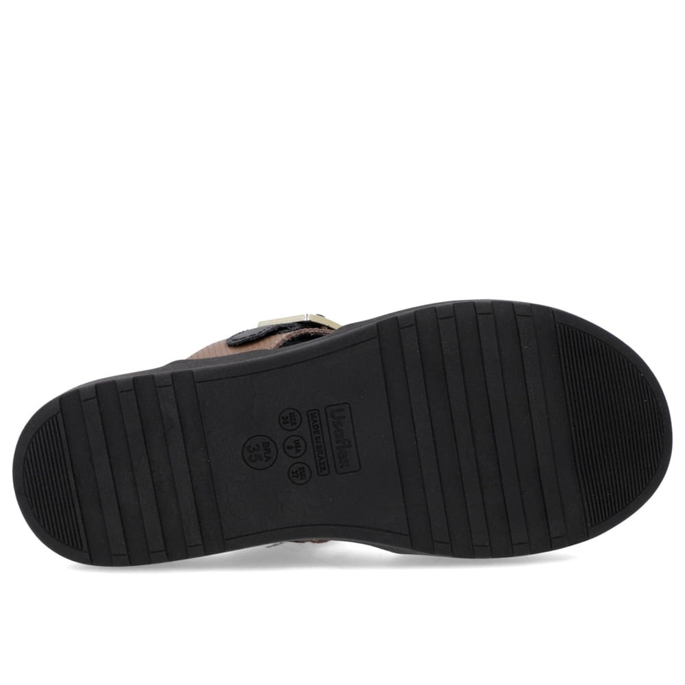 Slide Marrom Preto Couro Plataforma Fivela Marrom 3