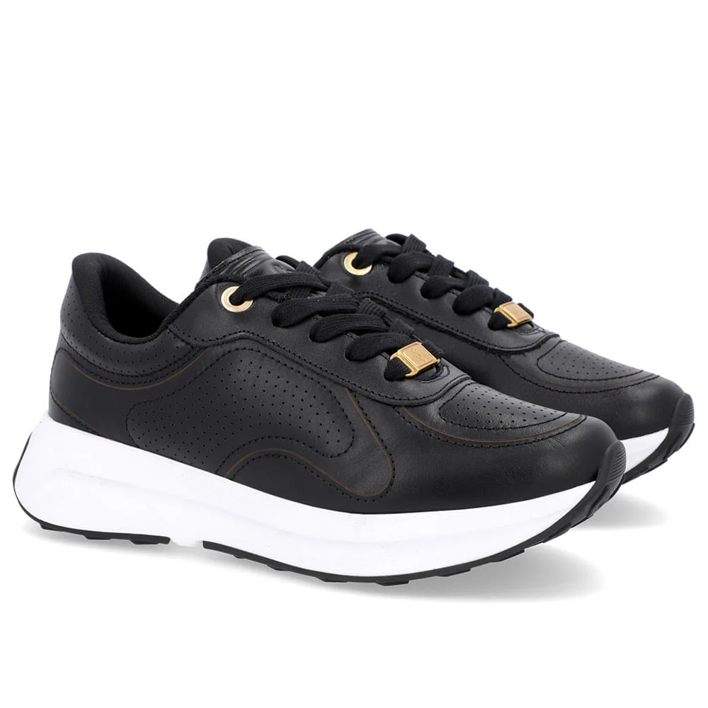 Tênis Casual Couro Preto Preto 2