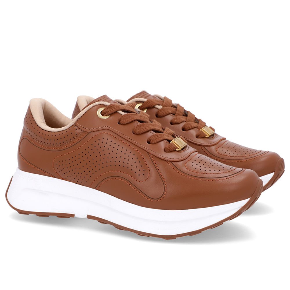 Tênis Casual Couro Marrom Marrom 2