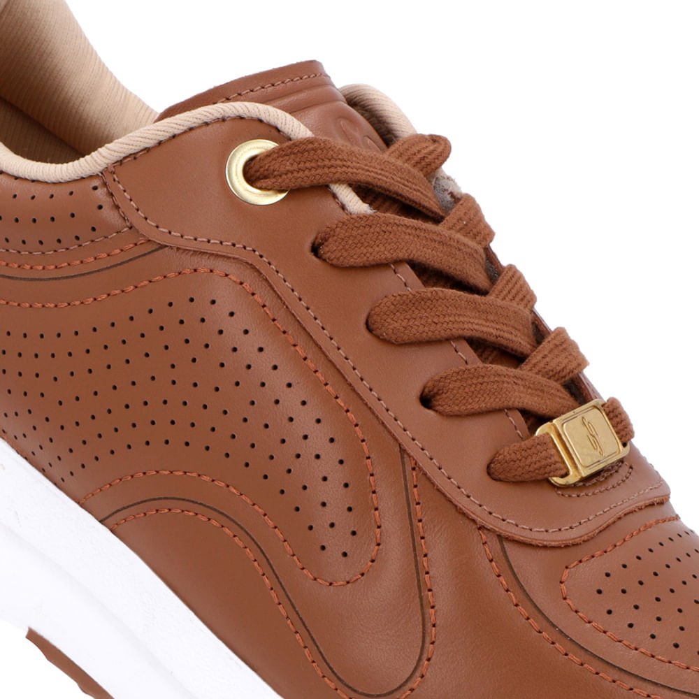 Tênis Casual Couro Marrom Marrom 4