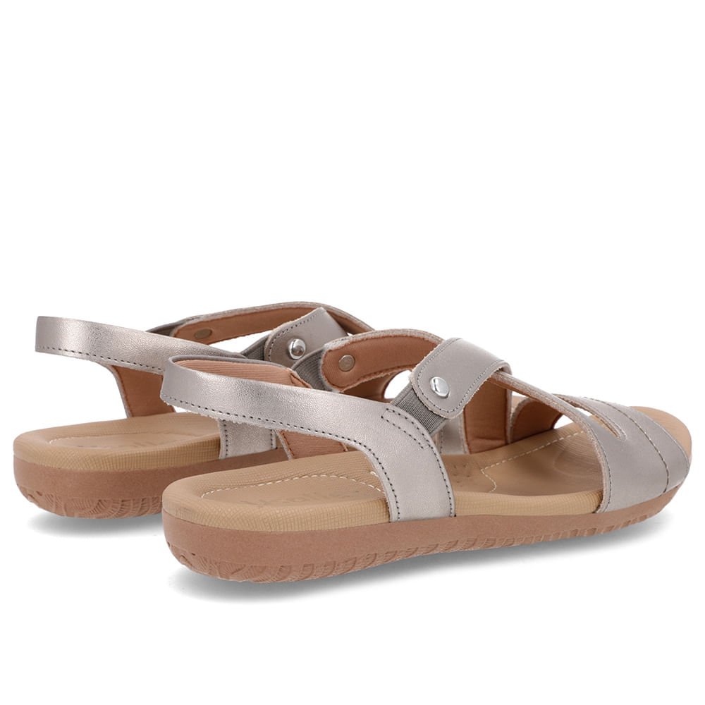 Sandália Rasteira Couro Aço Elástico Cinza 3