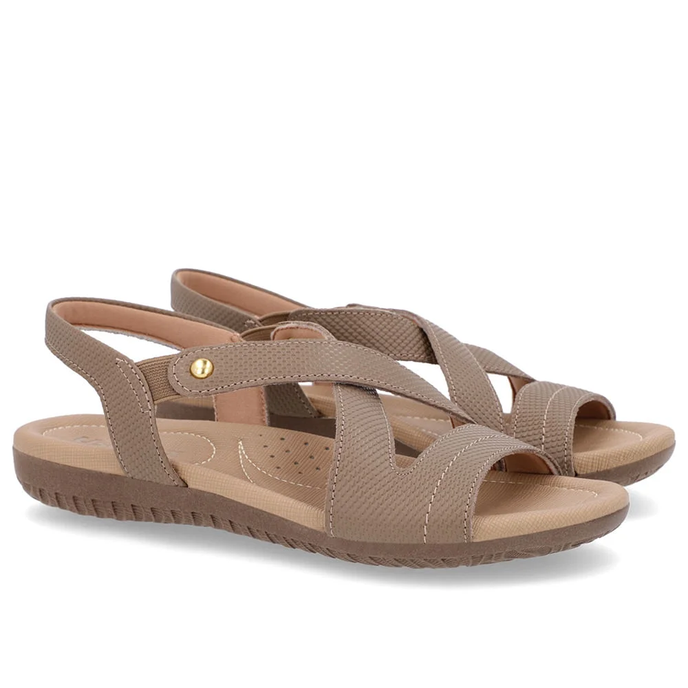 Sandália Rasteira Couro Marrom Elástico Marrom 2