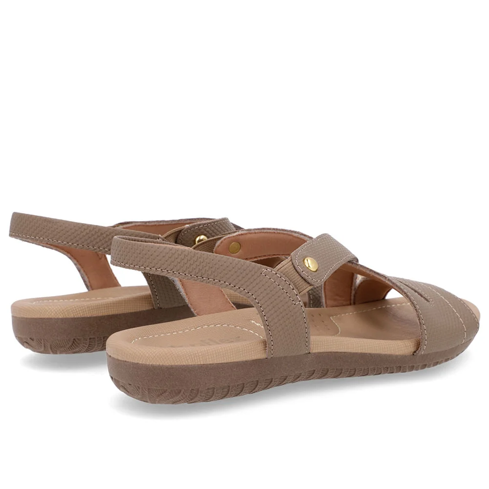 Sandália Rasteira Couro Marrom Elástico Marrom 3