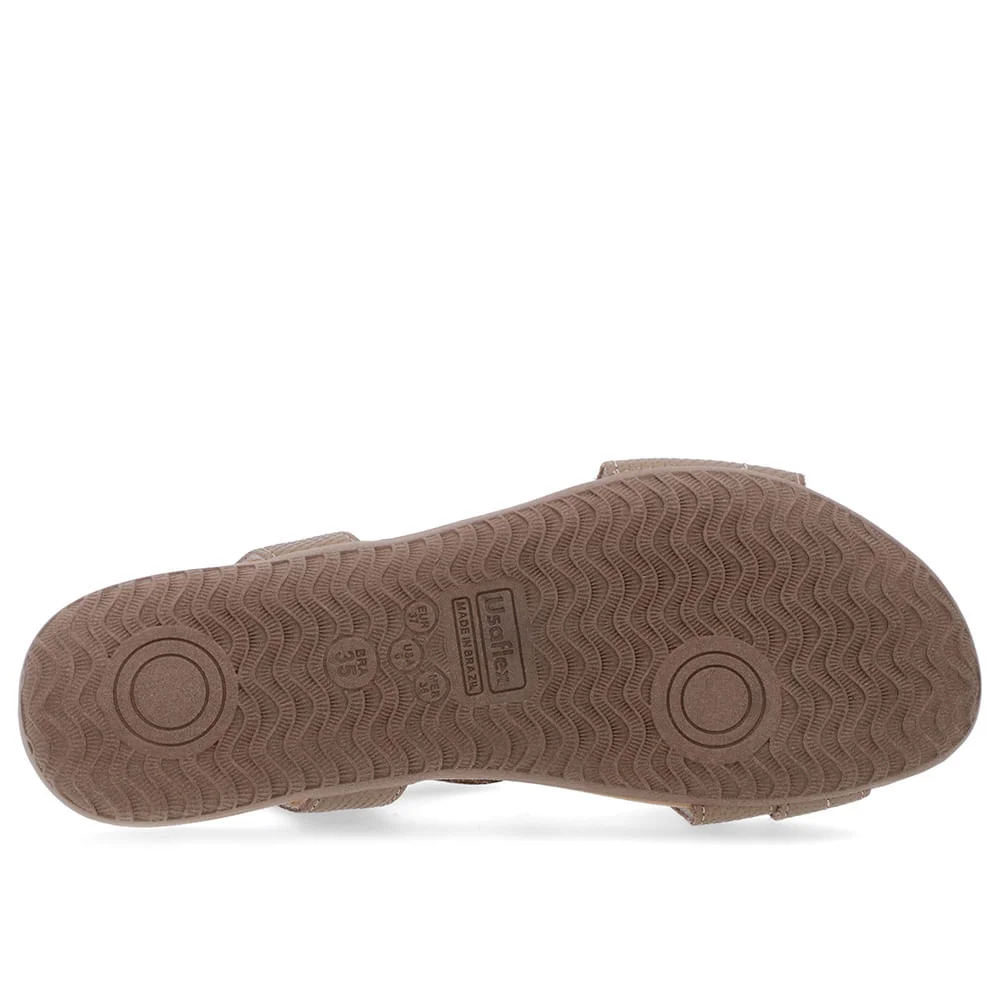 Sandália Rasteira Couro Marrom Elástico Marrom 5