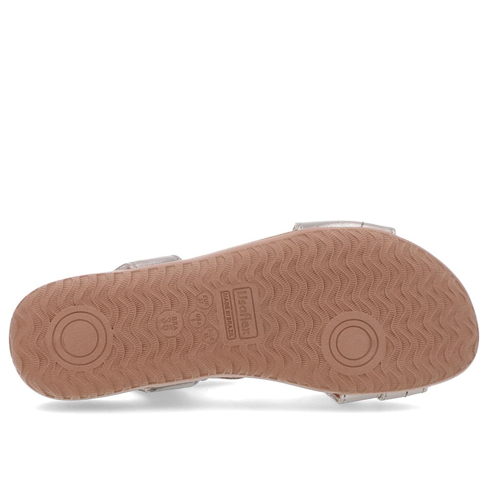 Sandália Rasteira Couro Aço Elástico Cinza 5