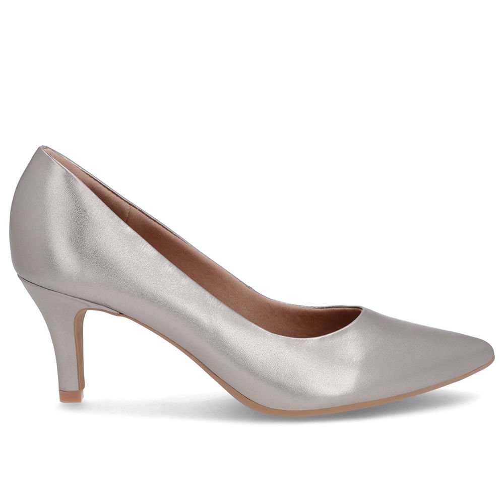 Scarpin Aço Salto Fino Couro
