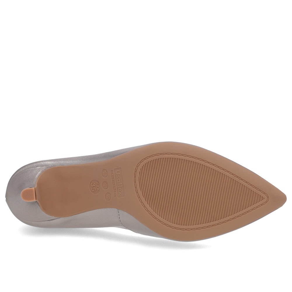 Scarpin Aço Salto Fino Couro Cinza 5