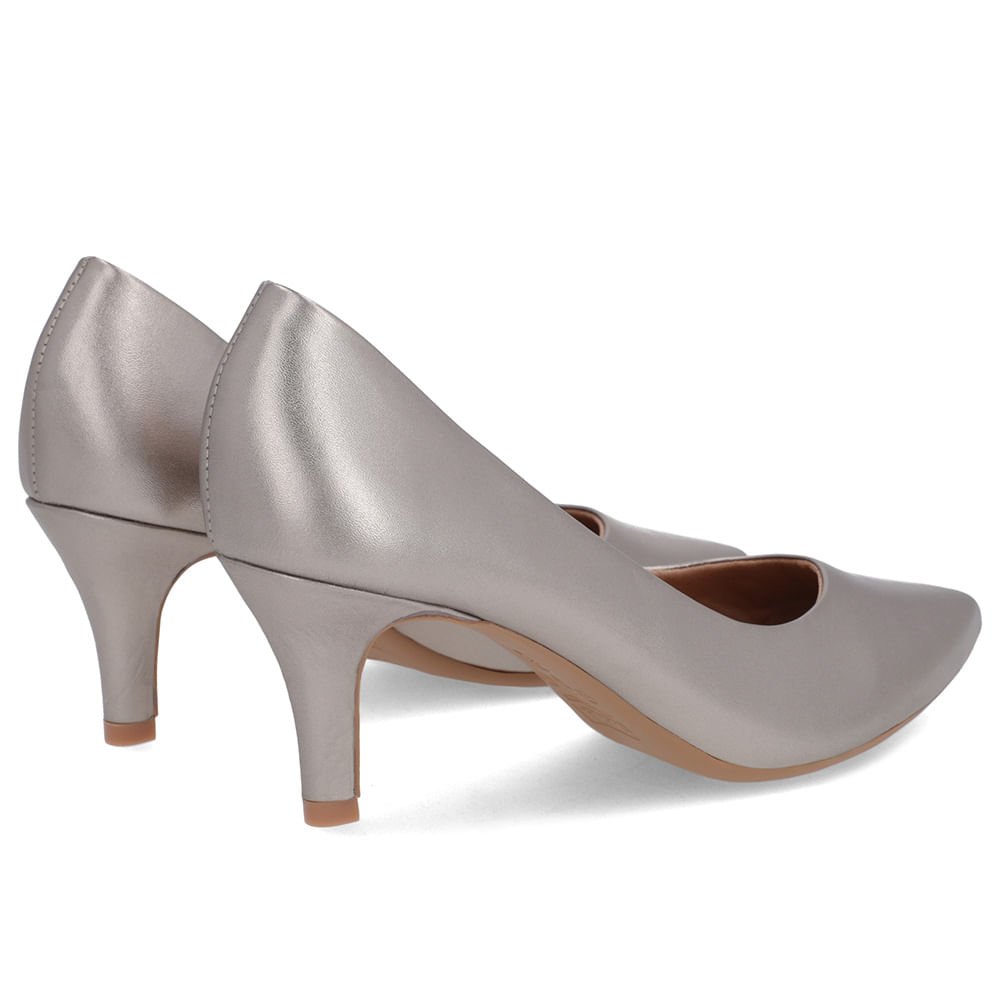 Scarpin Aço Salto Fino Couro Cinza 3
