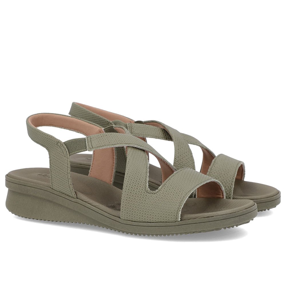 Sandália Plataforma Couro Verde Lisa Verde 2