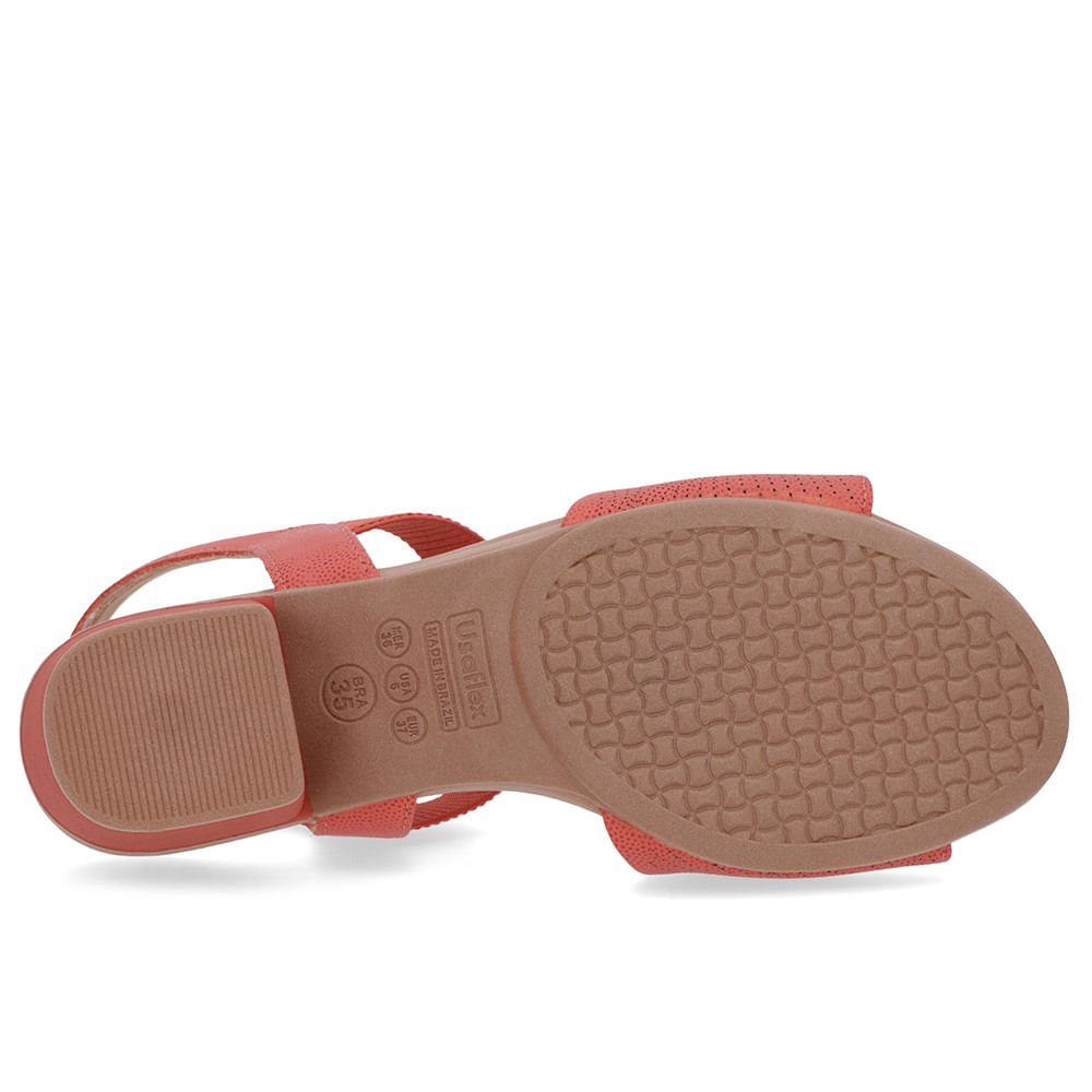 Sandália Salto Bloco Couro Laranja Elástico Laranja 5