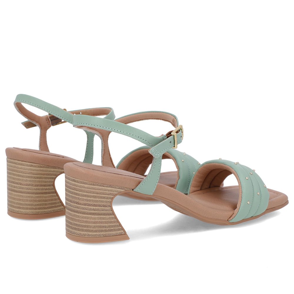 Sandália Salto Geométrico Couro Verde Verde 3