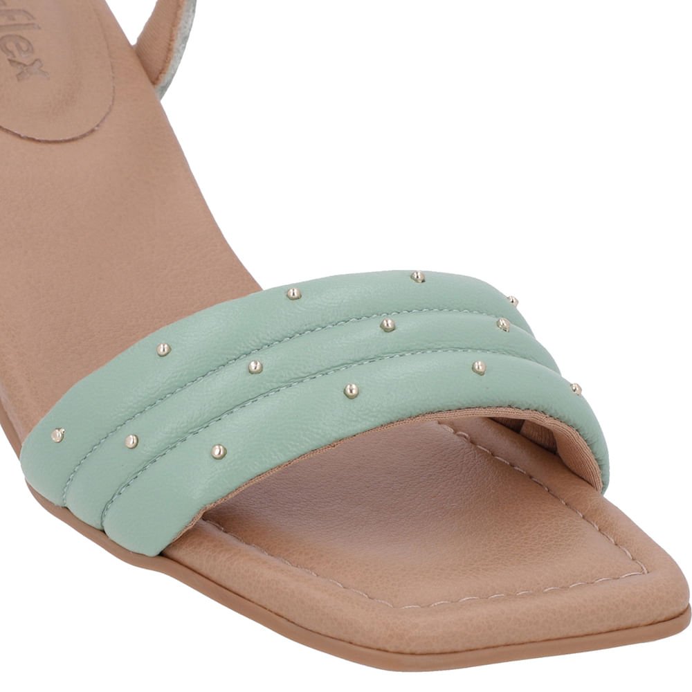 Sandália Salto Geométrico Couro Verde Verde 4