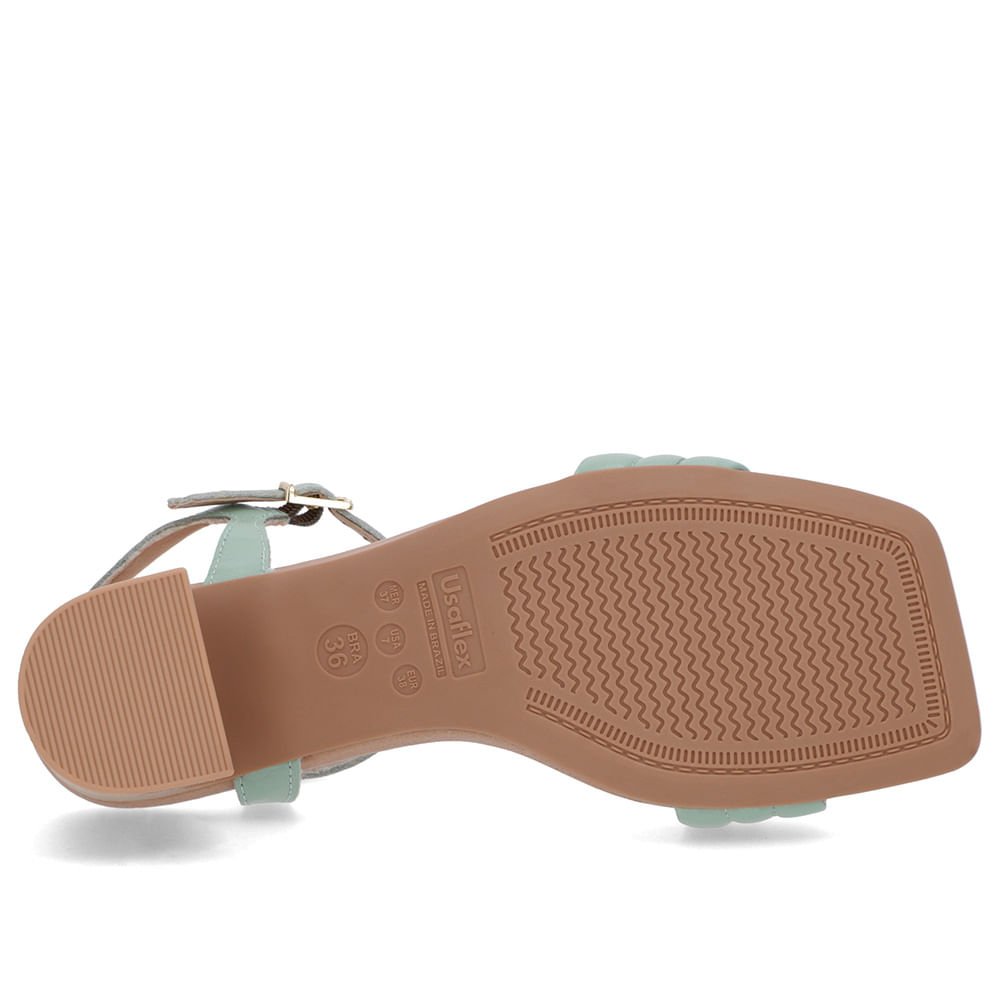 Sandália Salto Geométrico Couro Verde Verde 5