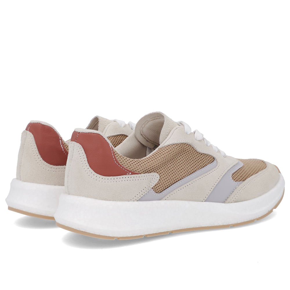 Tênis Cinza Couro Cadarço Detalhe Tecido Cinza 3