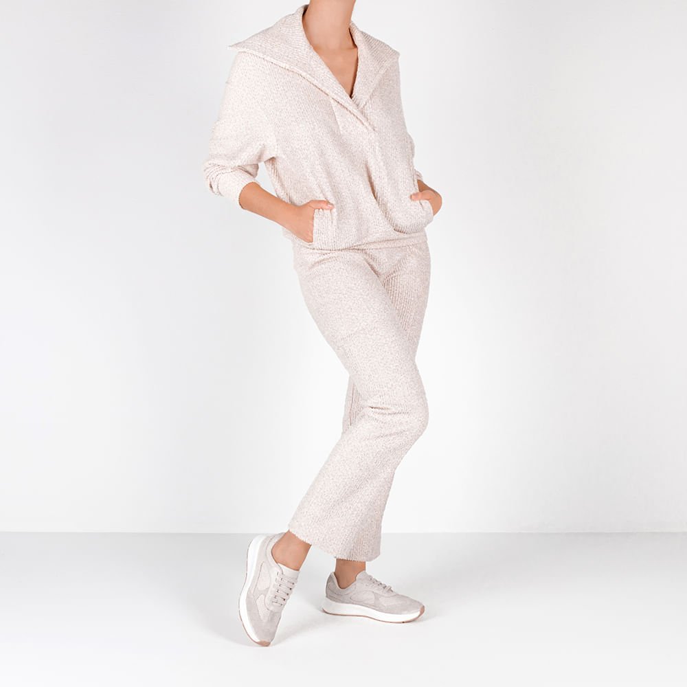 Tênis Cinza Couro Cadarço Detalhe Tecido Cinza 4