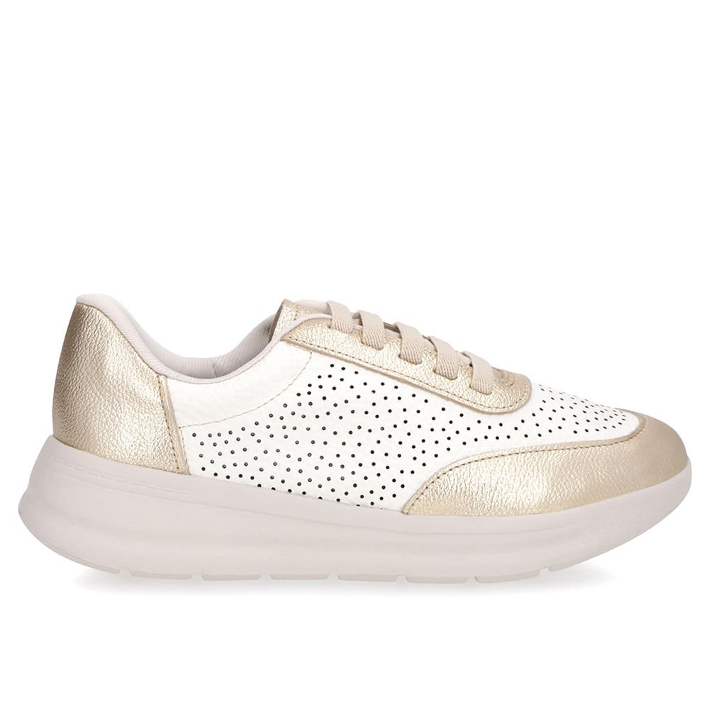 Tênis Urbano Dourado Couro Furos