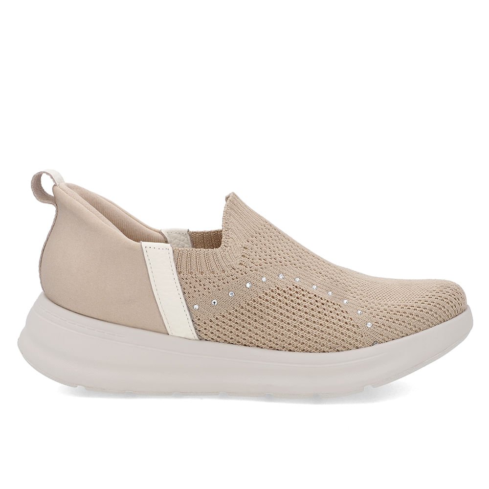 Tênis Branco Marfim Tricot Strass