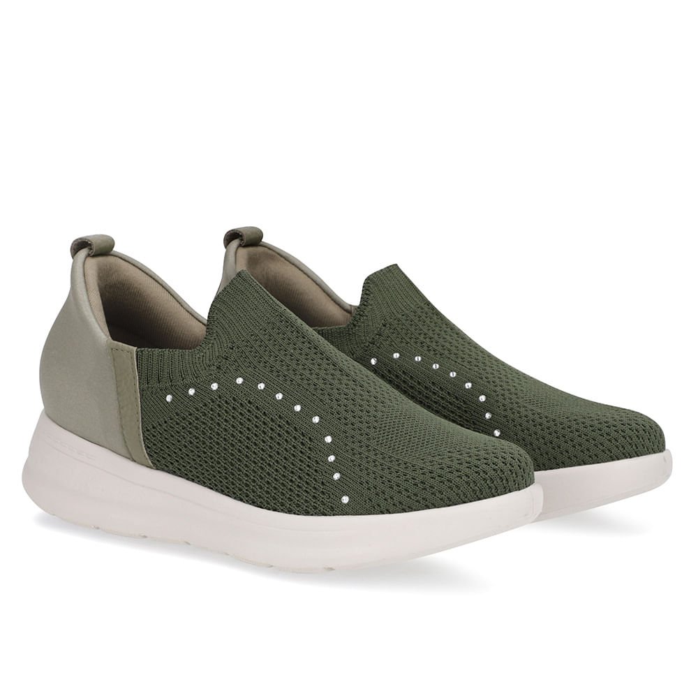 Tênis Verde Tricot Strass Verde 2