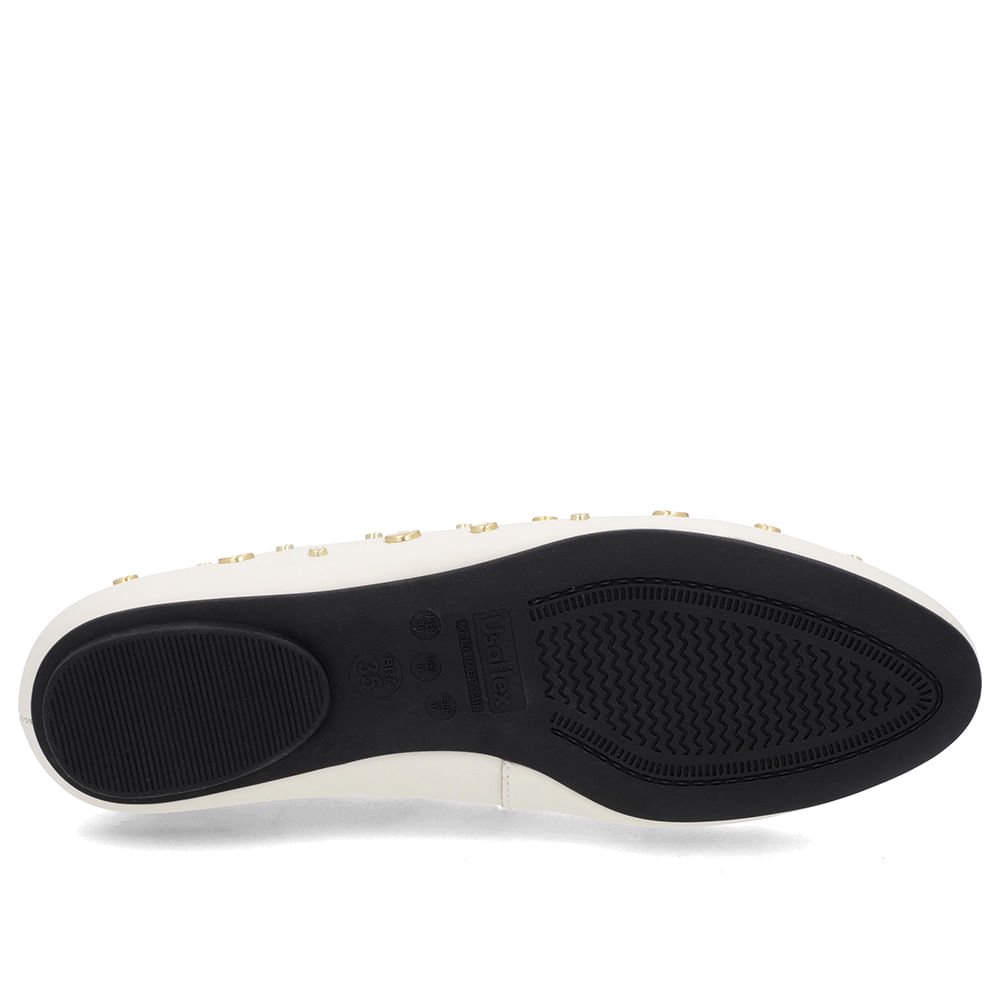 Sapatilha Branca Marfim Couro Rebite Branco 5