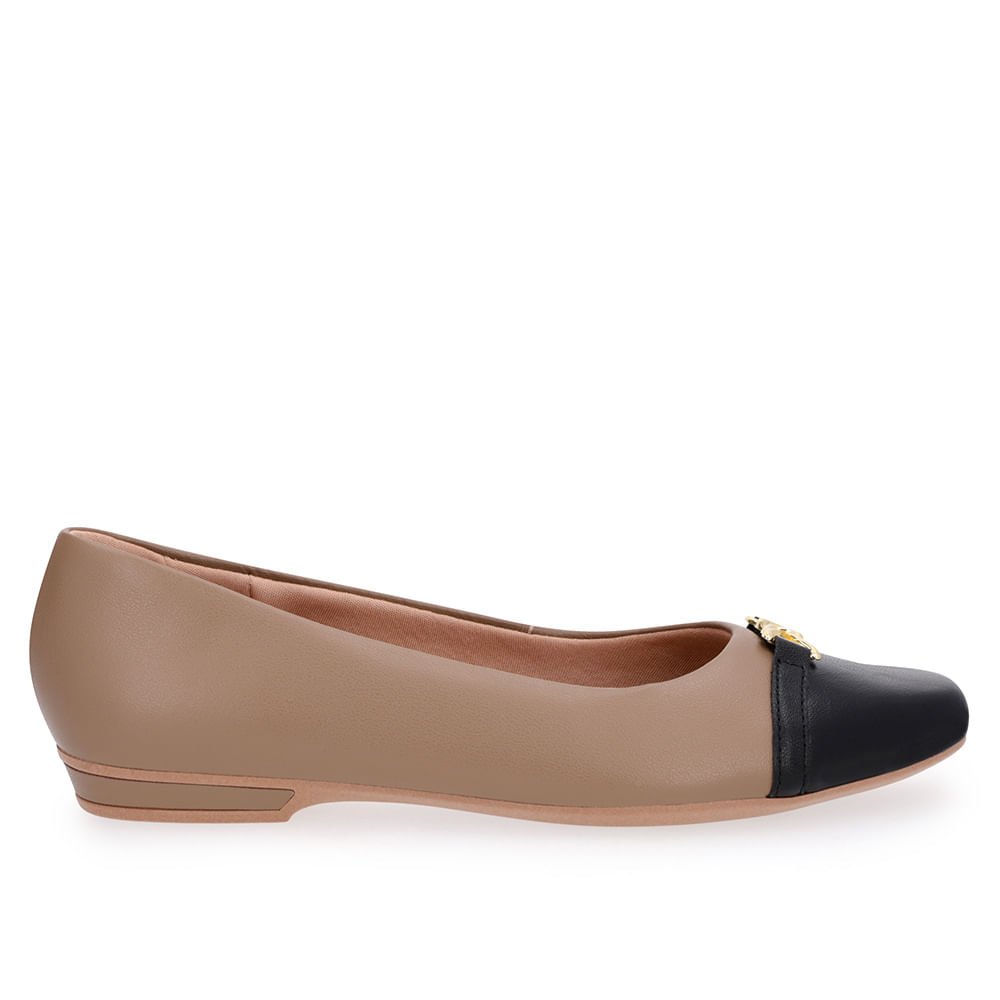 Sapatilha Marrom Couro Bico Preto Marrom/Preto 3