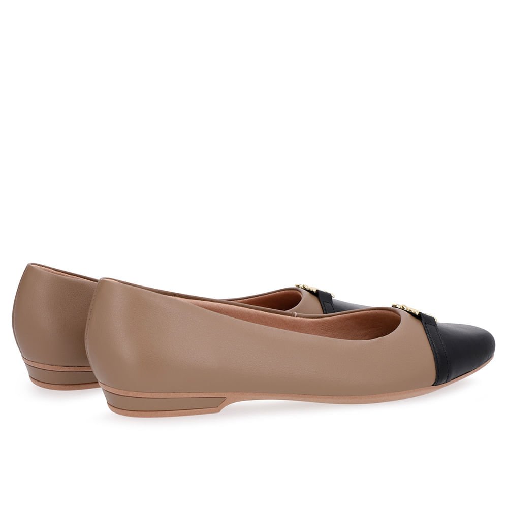 Sapatilha Marrom Couro Bico Preto Marrom/Preto 5