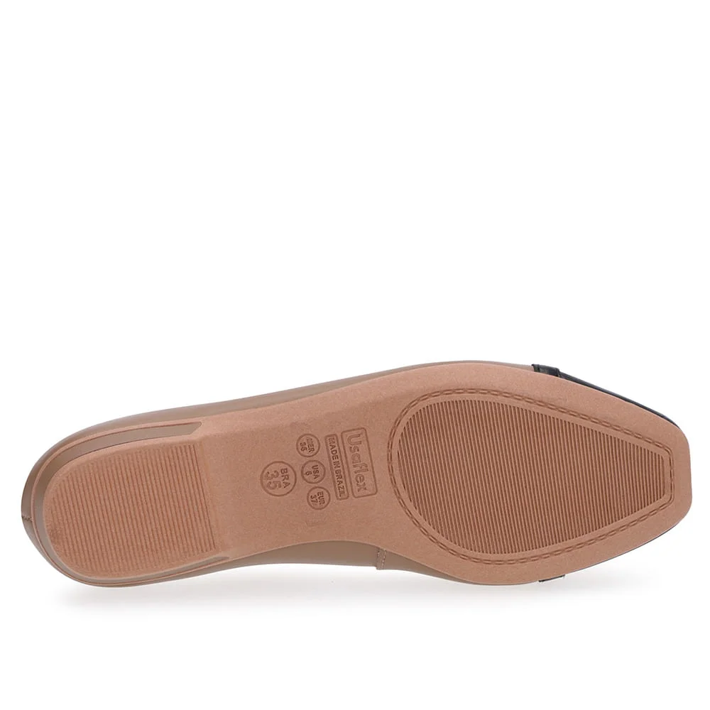 Sapatilha Marrom Couro Bico Preto Marrom/Preto 5