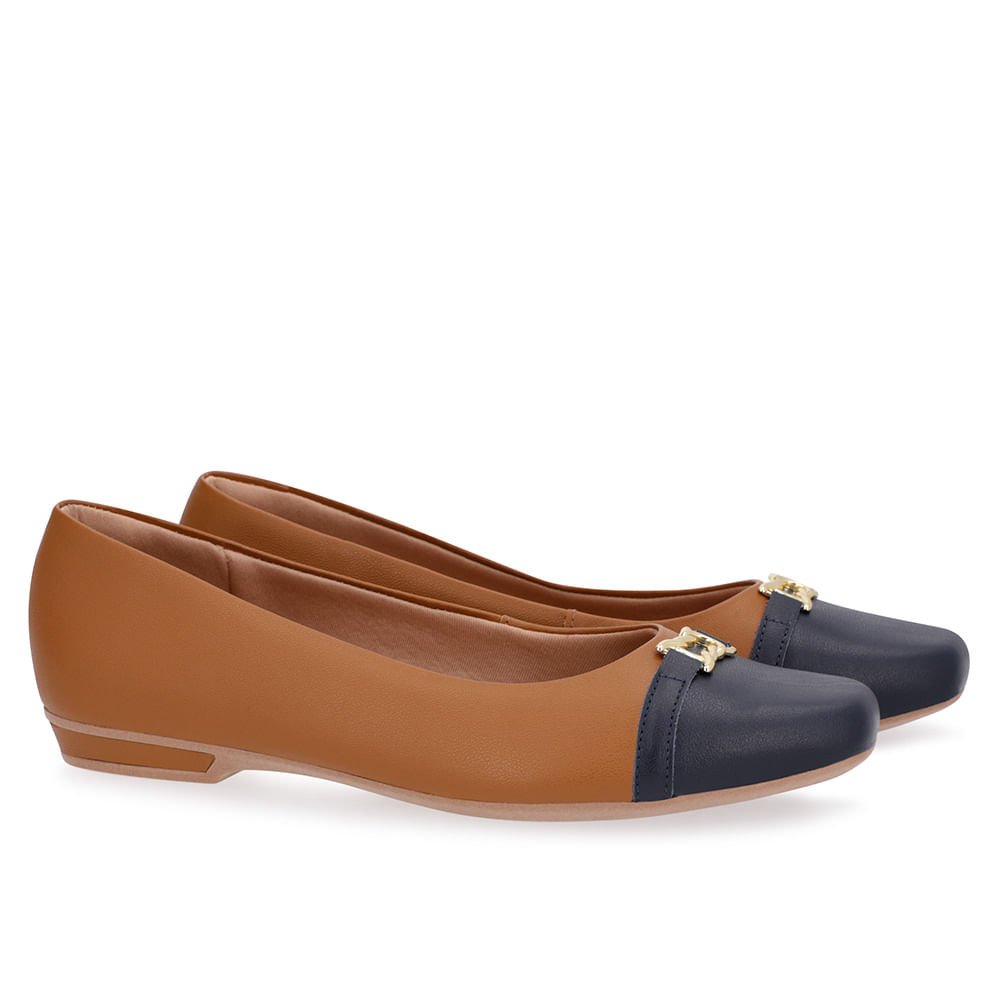 Sapatilha Marrom Couro Bico Azul Marrom 2