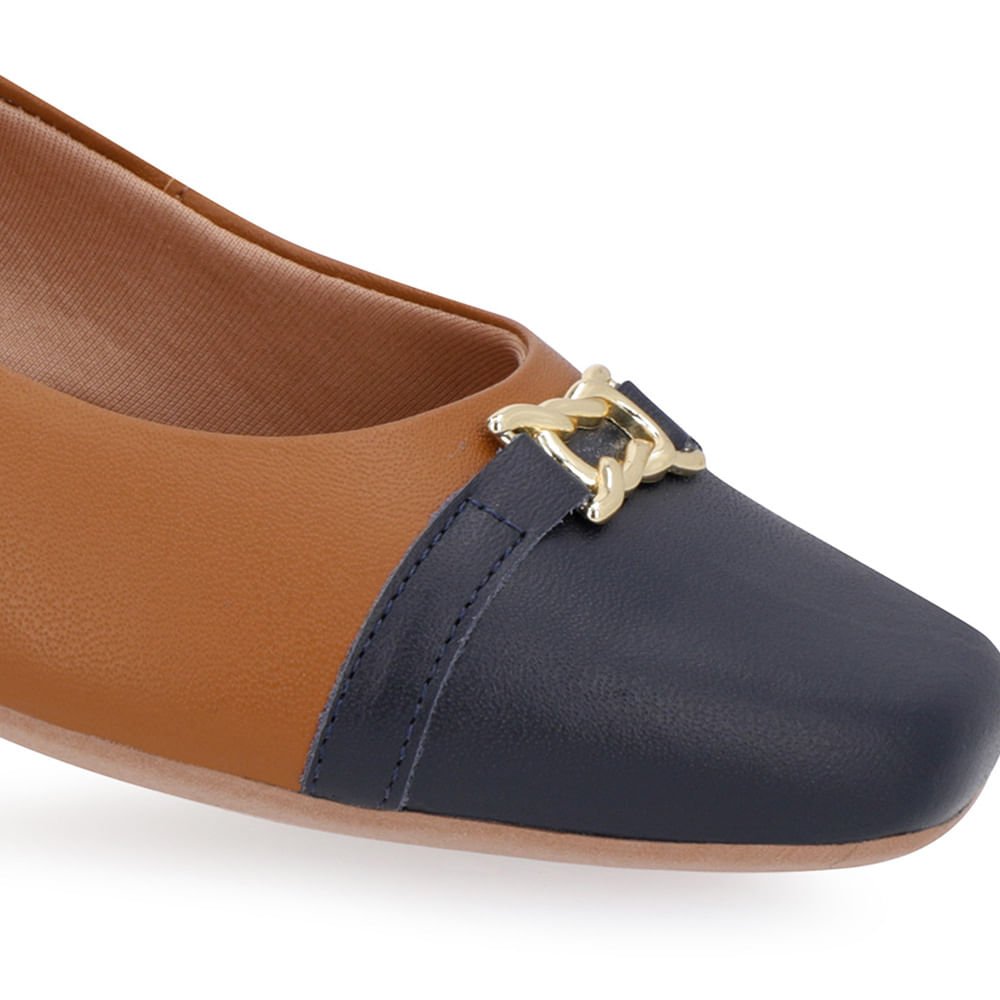 Sapatilha Marrom Couro Bico Azul Marrom 4