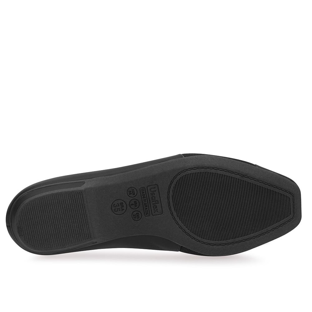 Sapatilha Preta Couro Lateral Tecido Preto 5