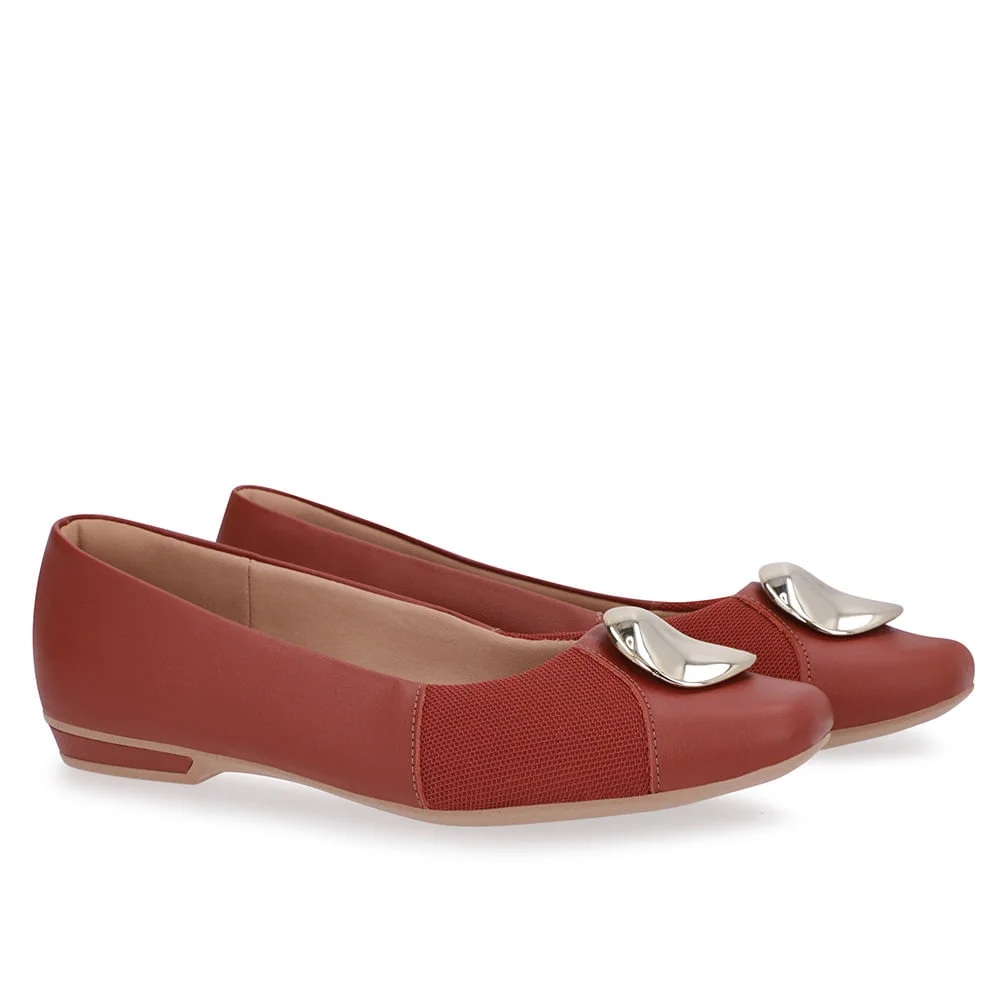 Sapatilha Marrom Couro Lateral Tecido Marrom 2