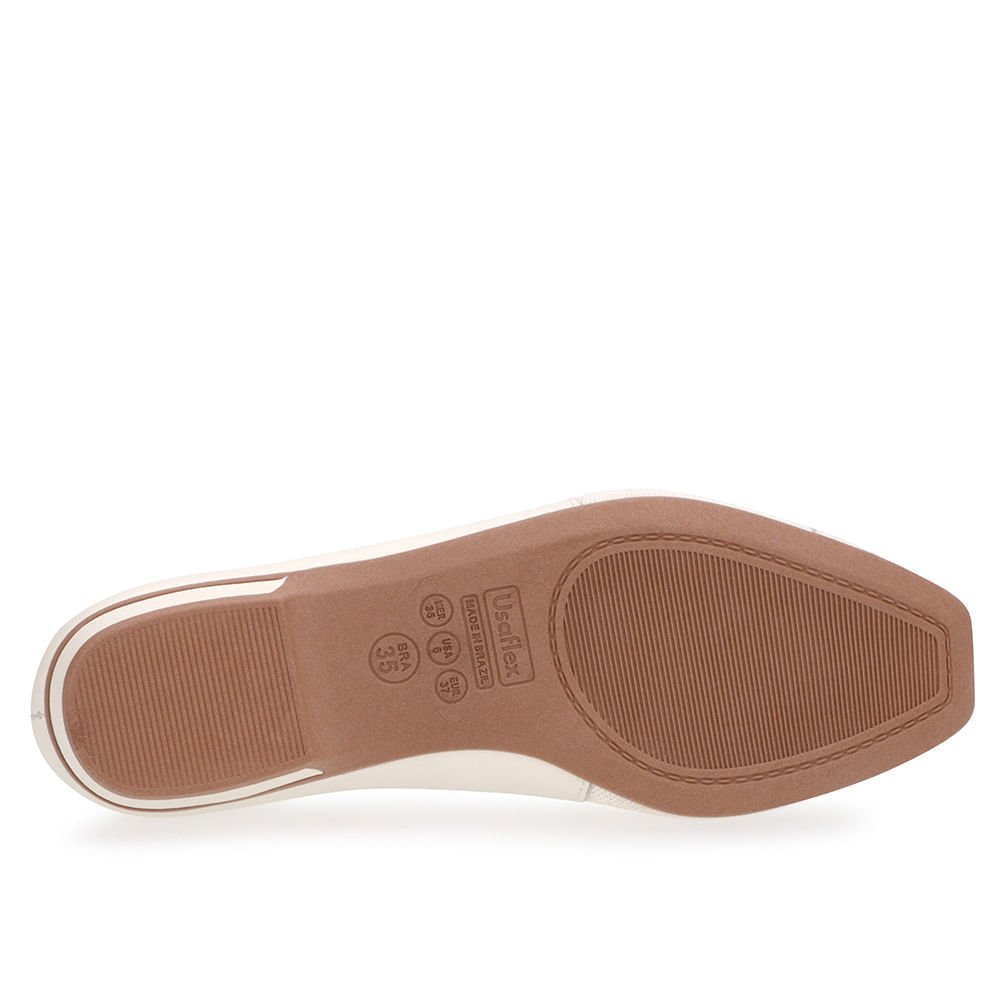 Sapatilha Branca Marfim Couro Lateral Tecido Branco 5