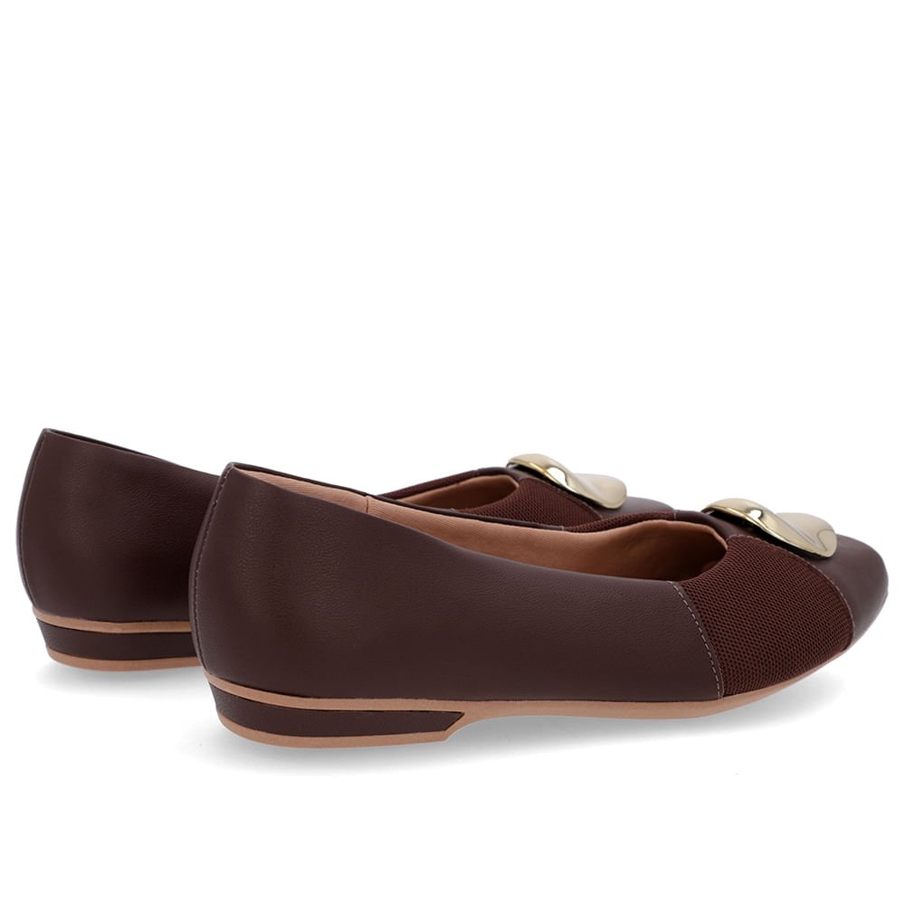 Sapatilha Marrom Couro Lateral Tecido Marrom 3