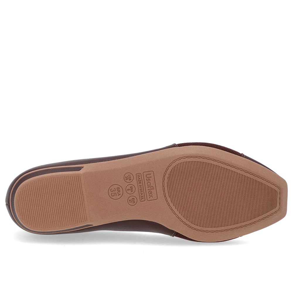 Sapatilha Marrom Couro Lateral Tecido Marrom 5