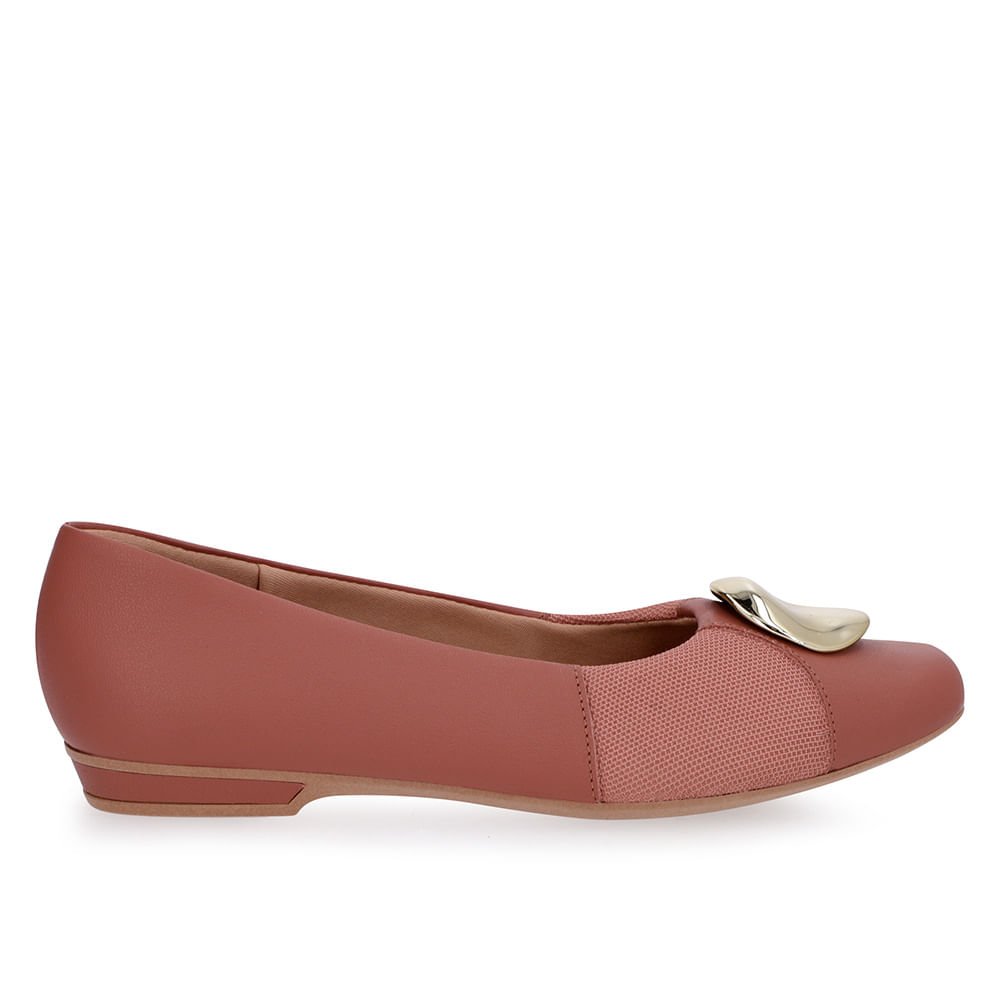 Sapatilha Rosa Couro Lateral Tecido