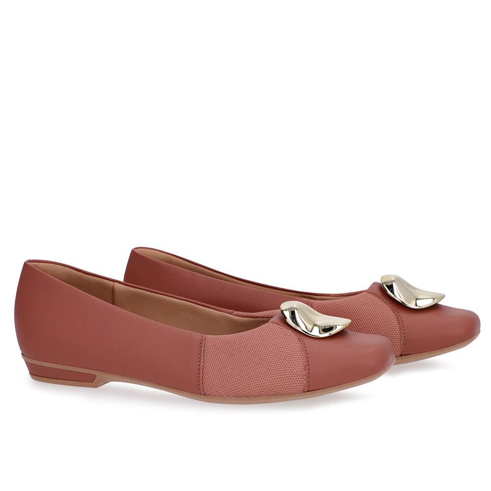 Sapatilha Rosa Couro Lateral Tecido Rosa 2