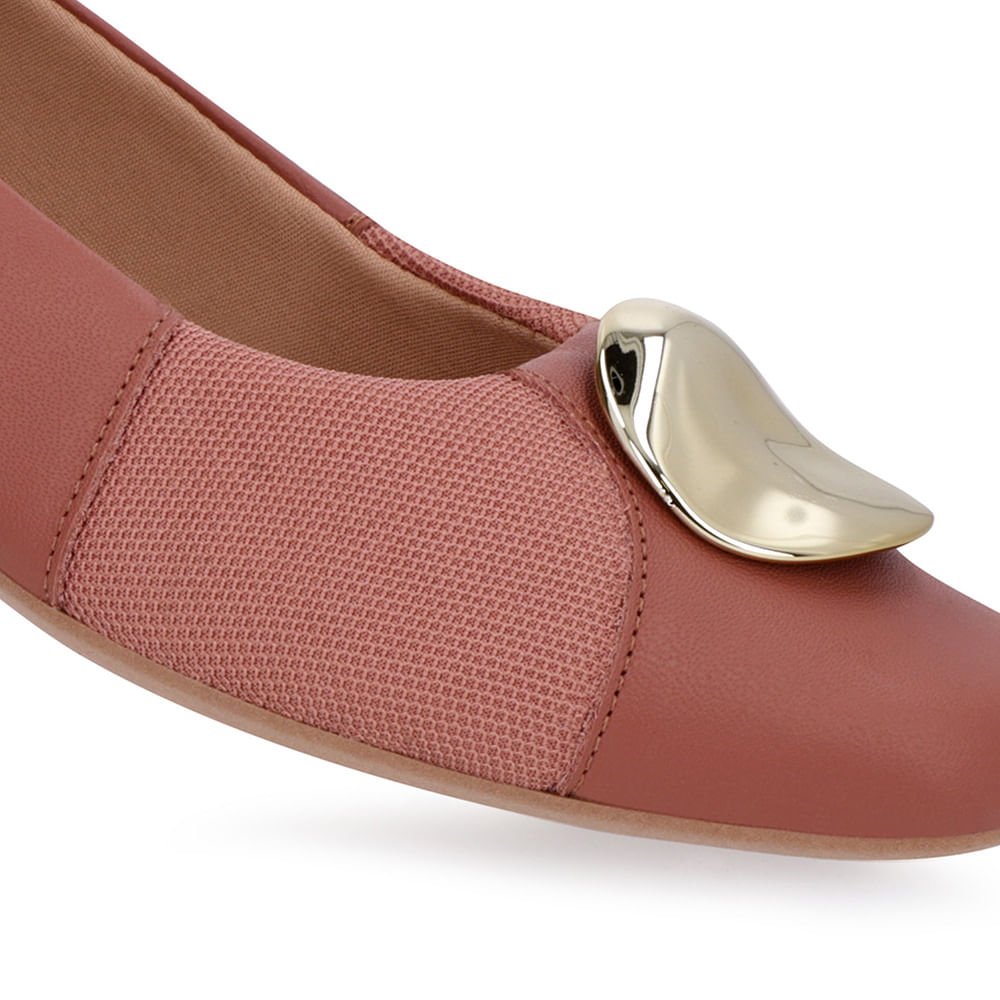 Sapatilha Rosa Couro Lateral Tecido Rosa 4