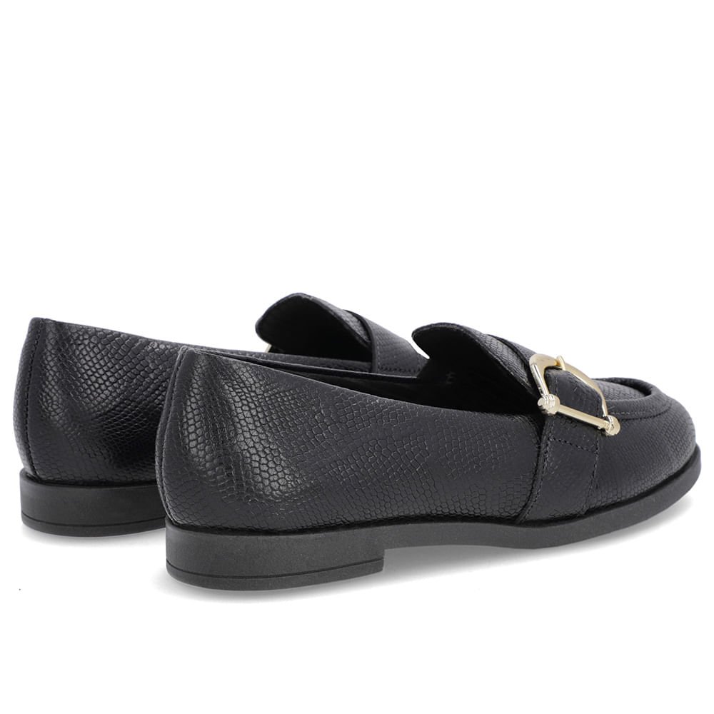 Mocassim Preto Couro Textura Bridão Preto 3