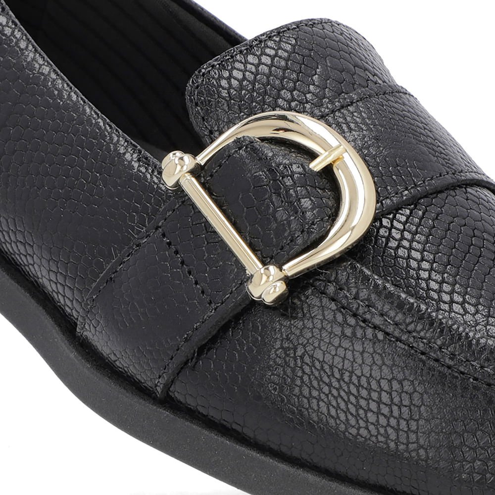 Mocassim Preto Couro Textura Bridão Preto 4