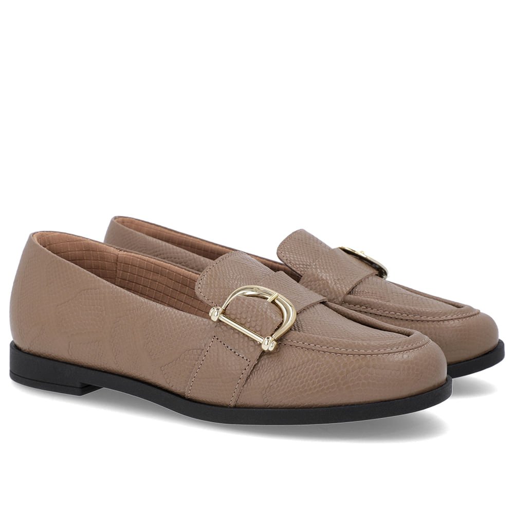 Mocassim Marrom Couro Textura Bridão Marrom 2