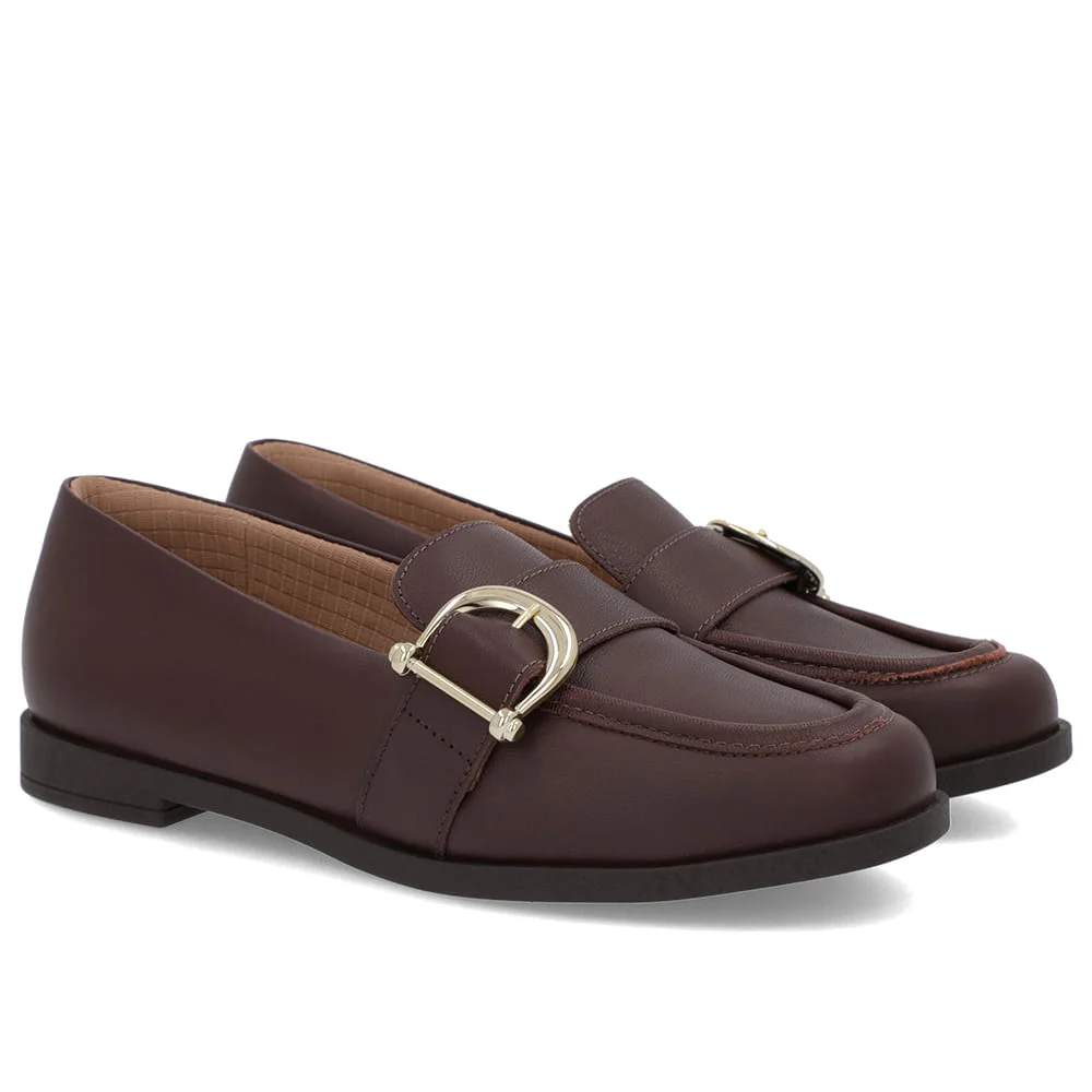 Mocassim Marrom Couro Liso Bridão Marrom 2