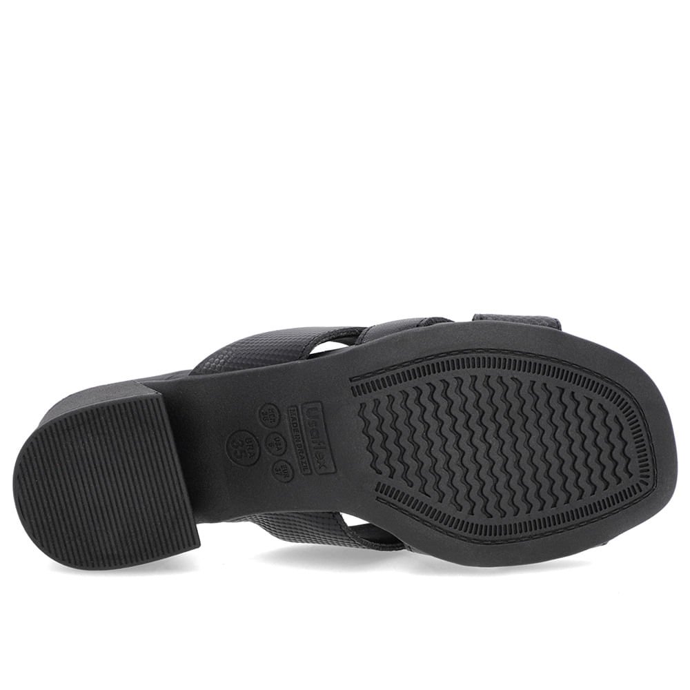 Tamanco Preto Salto Bloco Couro Fivela Preto 5