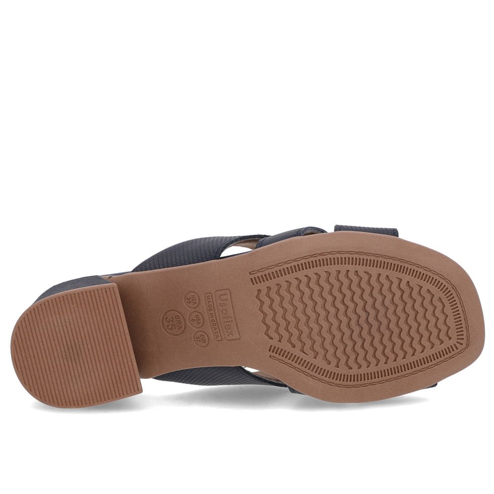 Tamanco Azul Salto Bloco Couro Fivela Azul 5