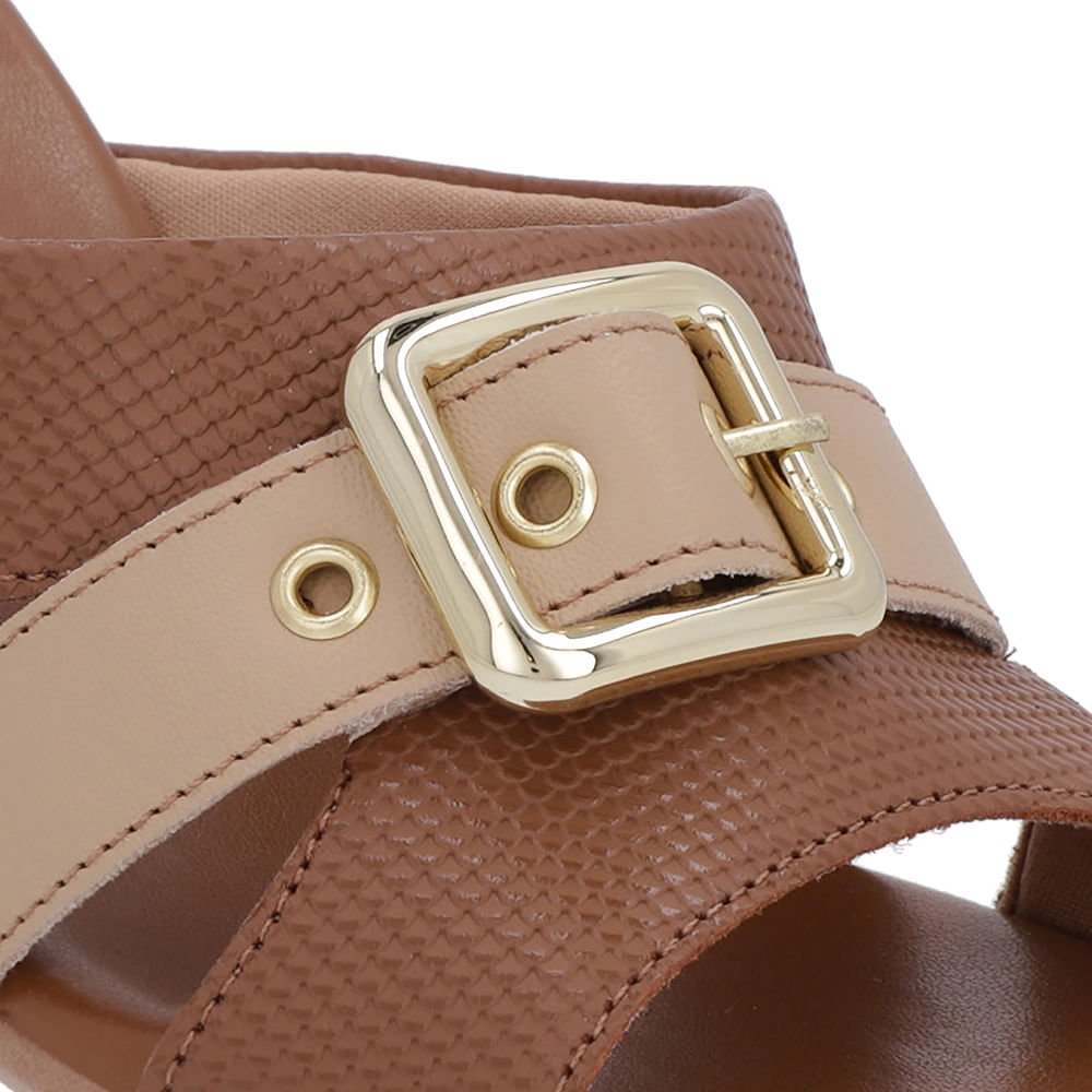 Tamanco Marrom Salto Bloco Couro Fivela Marrom 4