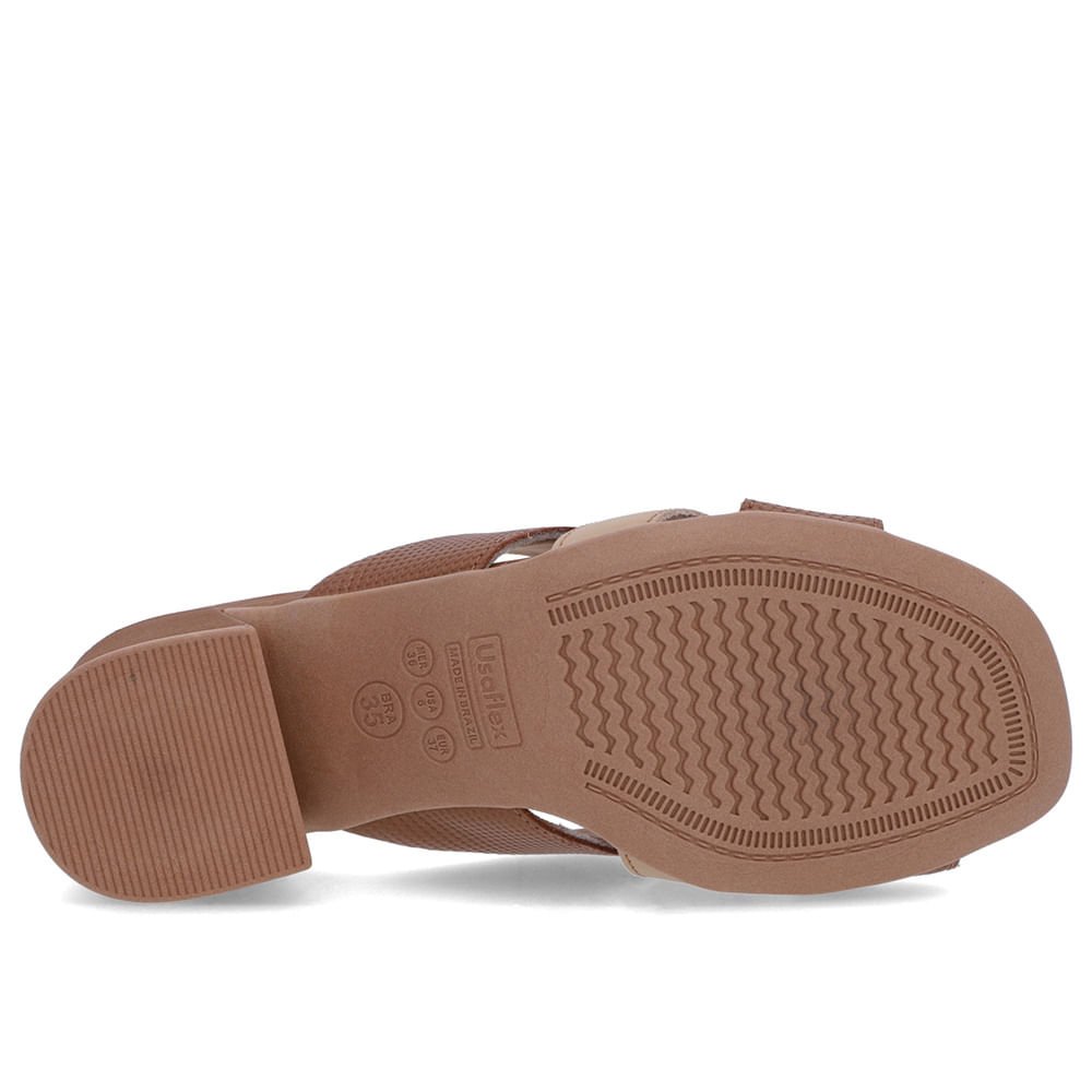 Tamanco Marrom Salto Bloco Couro Fivela Marrom 5